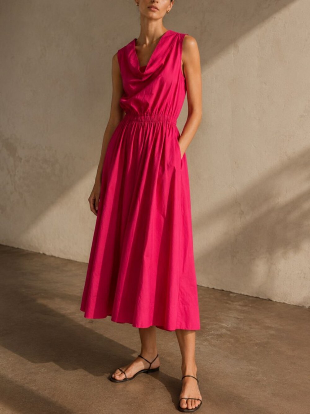 CO Pink Fall Winter 2019 Sleeveless Midi Dress Size S